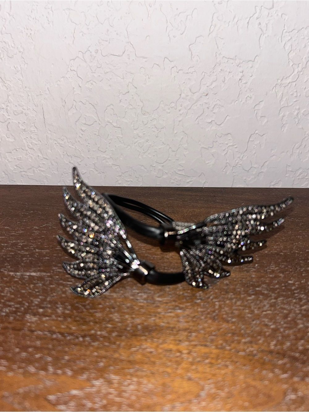 Handmade Adjustable Leather Wing Embellished Cuff Bracelet - Picture 2 of 6